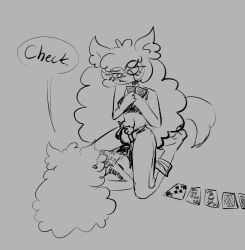 2girls dog_ears dog_tail female female_focus female_only futanari homestuck intersex jade_harley monochrome partially_clothed partially_clothed_female poker ramadebuzunar request selfcest sketch sketchy strip_poker tail