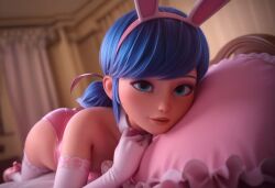 1girls ai_generated bunny_girl female female_only ladybug_(character) marinette_cheng marinette_dupain-cheng miraculous_ladybug solo