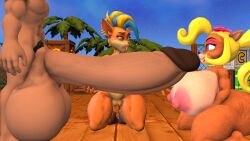 big_breasts big_penis breasts cleavage coco_bandicoot female furry huge_breasts huge_cock hyper_penis nipples novaparadox1337 penis tawna_bandicoot thick_thighs wide_hips