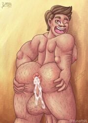 1boy anus arm_hair ass balls ballsack bara beefy belly big_muscles big_penis brown_eyes brown_hair cartoony cum cum_in_ass cum_inside dark-skinned_male dark_skin dilf facial_hair feet gay human leg_hair male male_only manly mexican mexican_male moustache musclegut muscles muscular_male naked naked_male nude_male penis precum rafael_diaz scrotum semen shaved_crotch smile solo star_vs_the_forces_of_evil testicles veiny_penis yaoi yunartsn