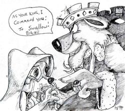 anthro canine disney feline female forced_oral fox fur furry lion maid_marian male mammal monochrome necron99 nipples penis prince_john rape robin_hood_(disney) straight tagme tears