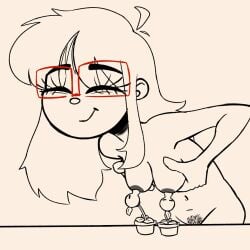 1girls animated anthro anthrofied ass breast_sucking breastfeeding breasts female female_focus flora_fauna gif glasses human kiwi_(character) no_sound peashooter_(pvz) plant plant_humanoid plantie plants_vs._zombies plants_vs_zombies popcap_games pubic_hair pussy small_breasts smiling stlkr sucking