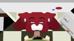 1boy 1girls animated anthro blowjob bottomless_male bovine bovine_humanoid cow_ears cow_girl cow_humanoid cowgirl eye_contact faceless_male female female_focus fridge furry horns human_on_anthro kneeling laughing_cow long_video longer_than_one_minute looking_at_viewer no_hair no_hand_blowjob oral oral_penetration oral_sex pov red_eyes red_skin shoestrang sound straight sucking_sound tagme the_laughing_cow throat_fuck under_the_table video