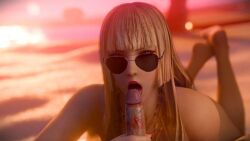 beach blowjob blowjob_face emilie_de_rochefort lewdgazer lipstick nude_female sucking sunglasses tekken tekken_8