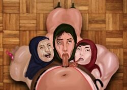 blowjob brown_hair hijab iranian threesome