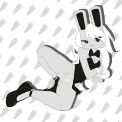 1girls blush_lines bunny_costume bunny_ears bunny_girl bunnysuit cube_459_(geometry_dash) femgram furry geometry_dash heart-shaped_pupils pubic_hair pussy solo white_hair