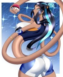 1girls big_ass big_breasts blue_eyes elastic elastic_arms elastic_body elastic_torso female female_only looking_at_viewer nessa_(pokemon) pokemon solo wtf zaro24