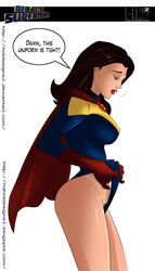 1girls all-star_superman areola bare_thighs big_breasts breasts cape dc dc_comics dcuaom erect_nipples erect_nipples_under_clothes hotdesigns2 lipstick lois_lane nipples pubic_hair pussy skin_tight solo superman_(series) superwoman thick_thighs wedgie