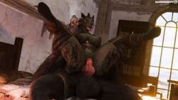 absurd_res animal_genitalia animal_penis anthro argonian balls bed bethesda_game_studios black_body black_fur blender_(artwork) blender_cycles breasts breath canid canine canine_genitalia canine_penis clothed clothing digital_media_(artwork) duo elisasharky_(artist) female fur furniture genitals hair hi_res inside knot male male/female mammal microsoft mythological_canine mythological_creature mythology nipples open_mouth penetration penis pussy scalie sex sheath skyrim tail the_elder_scrolls tongue tongue_out vaginal_penetration vaginal_penetration were werecanid werecanine werewolf