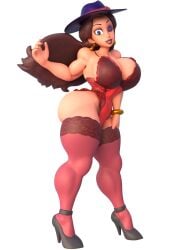 1girls 3d 3d_(artwork) big_breasts blue_eyes breasts high_heels lingerie long_hair looking_at_viewer mario_(series) nintendo pauline shocking_(artist) tagme thighhighs thighs