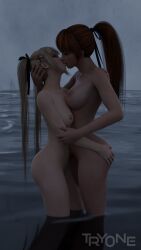 2girls 3d beach big_breasts blender breast_size_difference breasts couple dead_or_alive duo female female/female female_only girls girls_only height_difference huge_breasts kasumi_(doa) kissing large_breasts lesbian lesbian_kiss light-skinned_female light_skin love marie_rose multiple_girls mutual_yuri nude nude_female ocean only_female outdoor_nudity outdoors ponytail romantic romantic_couple shorter_female side_view small_breasts standing standing_in_water taller_female tecmo tied_hair try0ne twintails wet yuri