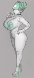 1girls bimbo bimbo_lips breasts female green_hair hair_over_eyes hi_res high_heels hips huge_breasts kelvin_hiu massive_breasts original original_character robot robot_girl sexbot thick_thighs thighs twin_buns white_body wide_hips