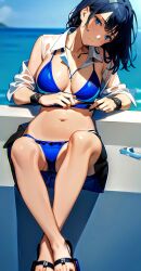 1girls ai_generated anime_coloring beach bikini edited_art female female_focus female_human female_only female_solo girlfriend legs nature naughty provocative seducing seduction seductive seductive_female sensual solo_female solo_focus solo_human tagme temptation thighs wife