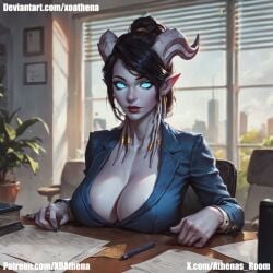 ai_generated athena draenei draenei_female goddess office_lady oral_sex warcraft