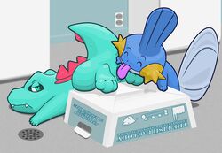 colored cunnilingus female feral indoors interspecies mudkip nude oral pokémon_(species) pokemon pokemon_(species) totodile vulva