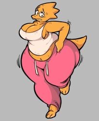 1girls alphys animation_sensation big_ass big_breasts chubby_female cute female glasses nerdy_female pulling_up_pants scalie sweat tagme tank_top thick thick_ass thick_thighs undertale yoga_pants