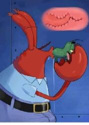 2boys boner_in_pants copepod crab crustacean cursed eating_ass gay larger_male male male_only moan mr_krabs nickelodeon plankton_(species) sheldon_j._plankton size_difference smaller_male spongebob_squarepants tongue