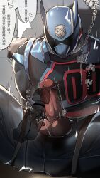 agnimon11803164 armor balls bara big_balls big_penis clothing dekamaster doggie_kruger erection helmet male male_only masked_only masturbation muscular_male penis power_rangers power_rangers_spd text tight_clothing tokusou_sentai_dekaranger