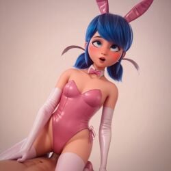 1boy 1girls ai_generated bunny_girl female ladybug_(character) male marinette_cheng marinette_dupain-cheng miraculous_ladybug sex