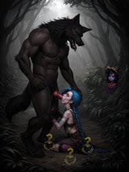 ai_generated blowjob blue_hair braid bush canine canine_penis dark-skinned_male deepthroat furry furry_on_human gank hat hidden hidden_sex hiding_in_bushes jinx_(league_of_legends) johnnyb jungle kneeling large_penis league_of_legends lulu_the_fae_sorceress male oral outdoors penis question_mark tattoo warwick watching watching_sex werewolf