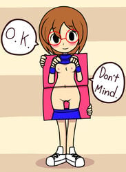 cheer_reader clothing glasses nintendo nipples nollety orange_hair rhythm_heaven rhythm_tengoku