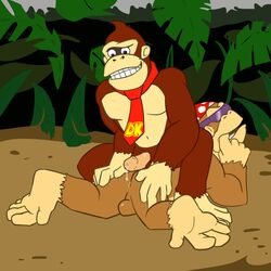 ape color compfive donkey_kong donkey_kong_(series) funky_kong furry gay kong male male_only multiple_males nintendo no_humans yaoi