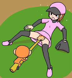 baseball_bat censored clothing dress monkey nintendo nollety object_insertion pitcher_(rhythm_heaven) rhythm_heaven rhythm_tengoku tagme