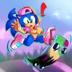 ! action_pose anthro bandage big_breasts breasts camel_toe clothing female genderswap genderswap_(mtf) hi_res huge_breasts missphase mobian_(species) nipple_tape nipples partially_clothed pasties pasties_peeling_off pose rule_63 sega skateboard solo sonic_(series) sonic_the_hedgehog sonic_the_hedgehog_(series) sonique_the_hedgehog tape wardrobe_malfunction