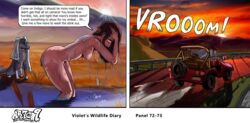 1girls anal_slime artca9 background bath bathing canine car comic driving husky jeep naked nude painting post_vore showering slime slimy sweat sweaty tail violet's_wildlife_diary_(artca9) violet_(artca9) vore