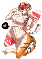 1girls anthro arknights aspirindabaitu big_breasts breasts eyewear_on_head female fluffy_tail hair heart looking_at_viewer muscular muscular_female mx99926 orange_eyes orange_fur sunglasses sunglasses_on_head tagme tail tiger tiger_girl waai_fu_(arknights) white_fur