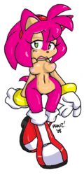 amy_rose anthro boots breasts color female female_only front_view fur furry gloves hedgehog nipples praiz sega solo sonic_(series) standing tagme