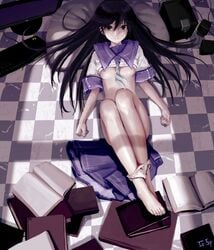 as109 bed bedroom black_hair bottomless denpa_teki_na_kanojo keyboard ochibana_ame school_uniform tagme