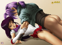 1boy 1girls ass bishoujo_senshi_sailor_moon bottomless_male clothed_female clothed_sex clothes clothing color crossover dragon_ball dragon_ball_z elbow_gloves female future_trunks gloves human long_hair male miniskirt mmg panties purple_eyes purple_hair rei_hino sailor_mars sex side_view skirt straight trunks_briefs