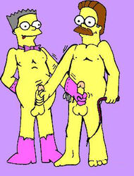 2boys ball_size_difference boner bowtie brown_hair cheating_husband color cowboy_boots erection flat_top_(hairstyle) front_view gay gay_handjob gay_sex glasses gloves gray_hair hand_behind_ass handjob handjob_with_gloves height_difference holding_penis holding_weapon male male_only masturbating_other motion_lines multiple_males multiple_penises mustache mutual_masturbation ned_flanders nude pecs penis penis_size_difference pink_background pleasure_face slightly_chubby standing stroking_cock tagme testicles the_simpsons tongue_out waylon_smithers whip yaoi