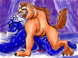 beast beast_(disney) beauty_and_the_beast crossover digital_media_(artwork) disney final_fantasy final_fantasy_x gay kimahri male male/male male_only ronso yaoi