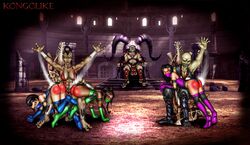 2d 4girls baraka color congolike dark-skinned_female dark_skin jade_(mk9) jade_(mortal_kombat) kitana kitana_(mk9) leotard mileena mileena_(mk9) mortal_kombat mortal_kombat_(2011) multiple_girls netherrealm_studios red_ass shao_kahn sheeva sheeva_(mk9) shokan spanking