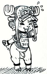 bottomless cute deer fauxtellno1_(artist) furry one_piece shirt_only shonen_jump small_penis tony_tony_chopper