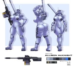 allison_mcknight_(spyglass8) anthro autocannon breasts color_swatch dark_nipples digital_media_(artwork) female genitals grey_body gun hi_res holding_gun holding_object holding_ranged_weapon holding_weapon living_machine living_tank living_vehicle m1_abrams machine model_sheet mounted_gun nude pussy raised_arms ranged_weapon standing tacticalfur tank tankmorph vehicle weapon