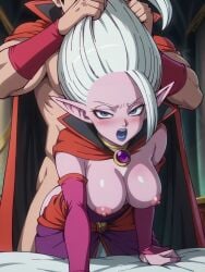 1boy 1girls ai_generated big_breasts doggy_style dr._arinsu dragon_ball dragon_ball_daima female_focus from_behind grabbing_hair hair_pull large_breasts male/female pulling_hair straight straight vaginal_penetration