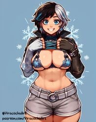 1girls ai_assisted ai_generated boobs_out breasts cute flashing heroine luna_snow luna_snow_(marvel_rivals) marvel marvel_comics marvel_rivals solo underboob underwear