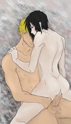 2boys anal bard black_hair blonde_hair gay kuroshitsuji male male_only multiple_boys nude sebastian_michaelis sex tagme yaoi