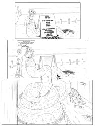 2022 absurd_res after_vore apode breasts clothing death digestion draconcopode dress english_text feces female frakass hi_res human lamia legless male mammal monochrome multiple_prey reptile scalie serpentine snake split_form text vore