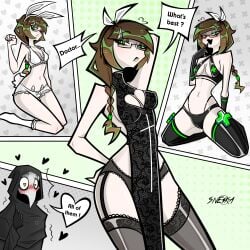 anime anime_style boobs brown_hair bunny_ears bunny_girl canon_couple couple creepypasta cutie dress fashion female game girl girl_in_suit green_eyes outfit plague_doctor scp-049 scp-049_x_snezka scp049 scp_containment_breach scp_foundation scp_fragmented_minds scp_secret_laboratory sexy sexy_outfit snezka stockings white_skin