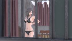 3d black_bra black_hair black_panties bra final_fantasy final_fantasy_vii panties t-926088 tifa_lockhart underwear voyeurism