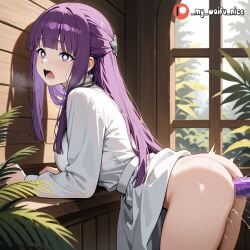 breasts breasts_out fern_(sousou_no_frieren) nipples nude nude_female purple_eyes purple_hair sex sousou_no_frieren