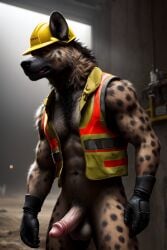 ai_generated bottomless construction furry hyena