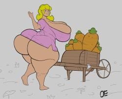 bbw big_ass blonde_female blonde_hair breasts_bigger_than_head color color_edit colored colored_sketch long_hair mario_(series) nintendo oe_overxposure princess_peach