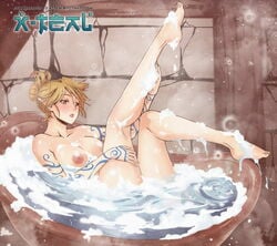 1girls athenril barefoot bath bathing bathtub bioware blonde_hair breasts bubble dragon_age dragon_age_2 elf female female_only soap solo tattoo uncensored video_games water x-teal