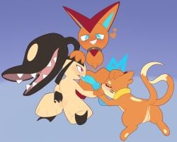 2025 2_tails absurd_res anthro anus ball_suck biped blue_eyes blush buizel closed_eyes collaborative collaborative_sex collar digital_drawing_(artwork) digital_media_(artwork) fellatio female feral front_view generation_3_pokemon generation_4_pokemon generation_5_pokemon genitals gradient_background grin group hand_on_head heart_reaction heart_symbol hi_res hybrid innie_vulva interspecies legendary_pokemon licking_tip looking_down looking_down_at_partner male male/female mawile multi_tail mythical_pokemon narrowed_eyes nintendo open_mouth open_smile oral paws penile plantigrade pokemon pokemon_(species) porldraws quadruped red_eyes ring sex sharp_teeth simple_background smile sucking tail teeth trio victini vulva