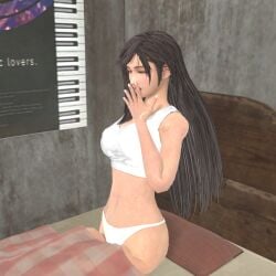 3d black_hair closed_eyes final_fantasy final_fantasy_vii panties t-926088 tifa_lockhart underwear white_panties